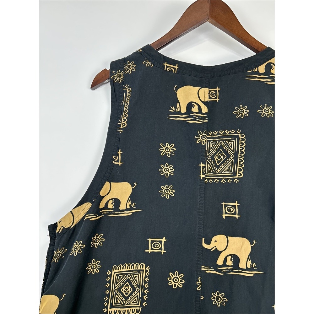 Vintage Ty Wear Safari Maxi Dress Size 16 African Elephant Lyocell Travel Vacay - Picture 14 of 14